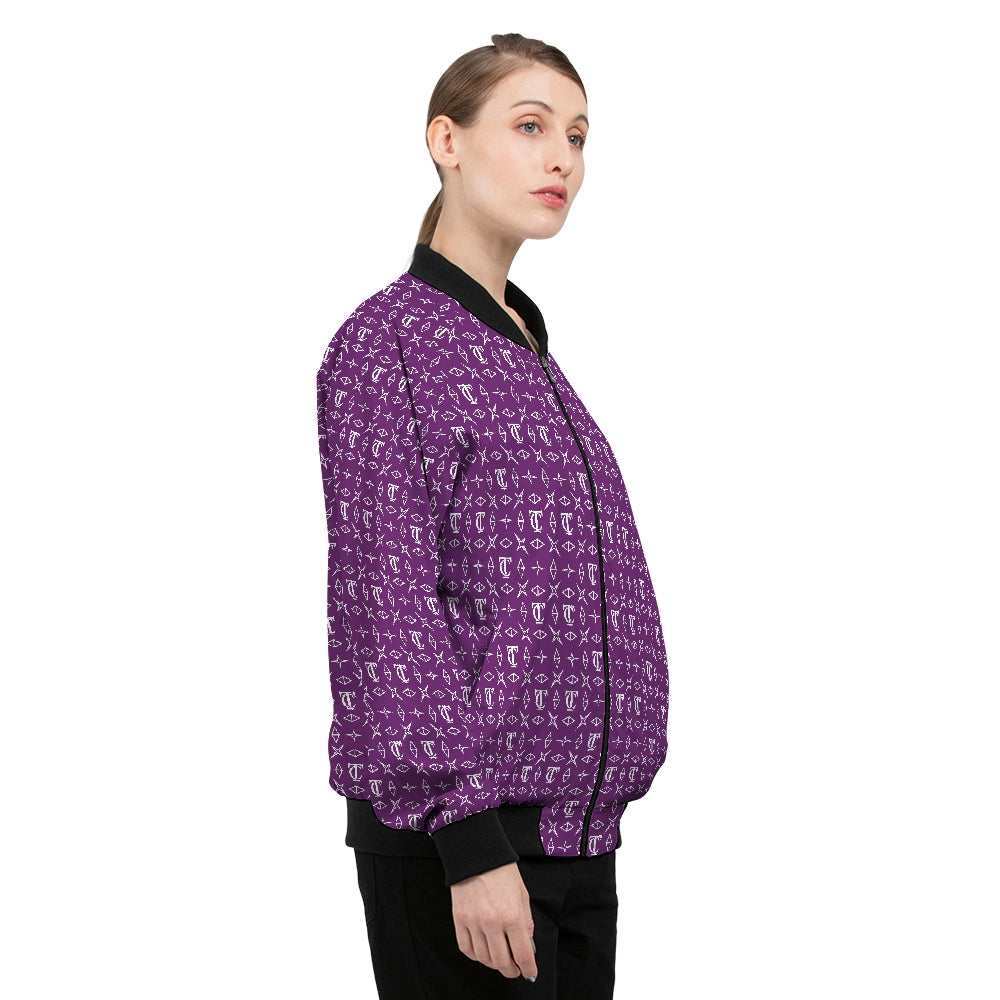 Monogrammed Purple Women's Bomber Jacket