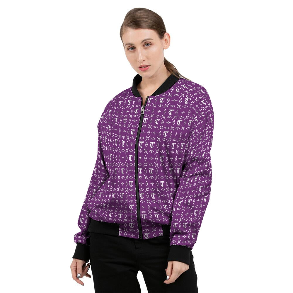 Monogrammed Purple Women's Bomber Jacket