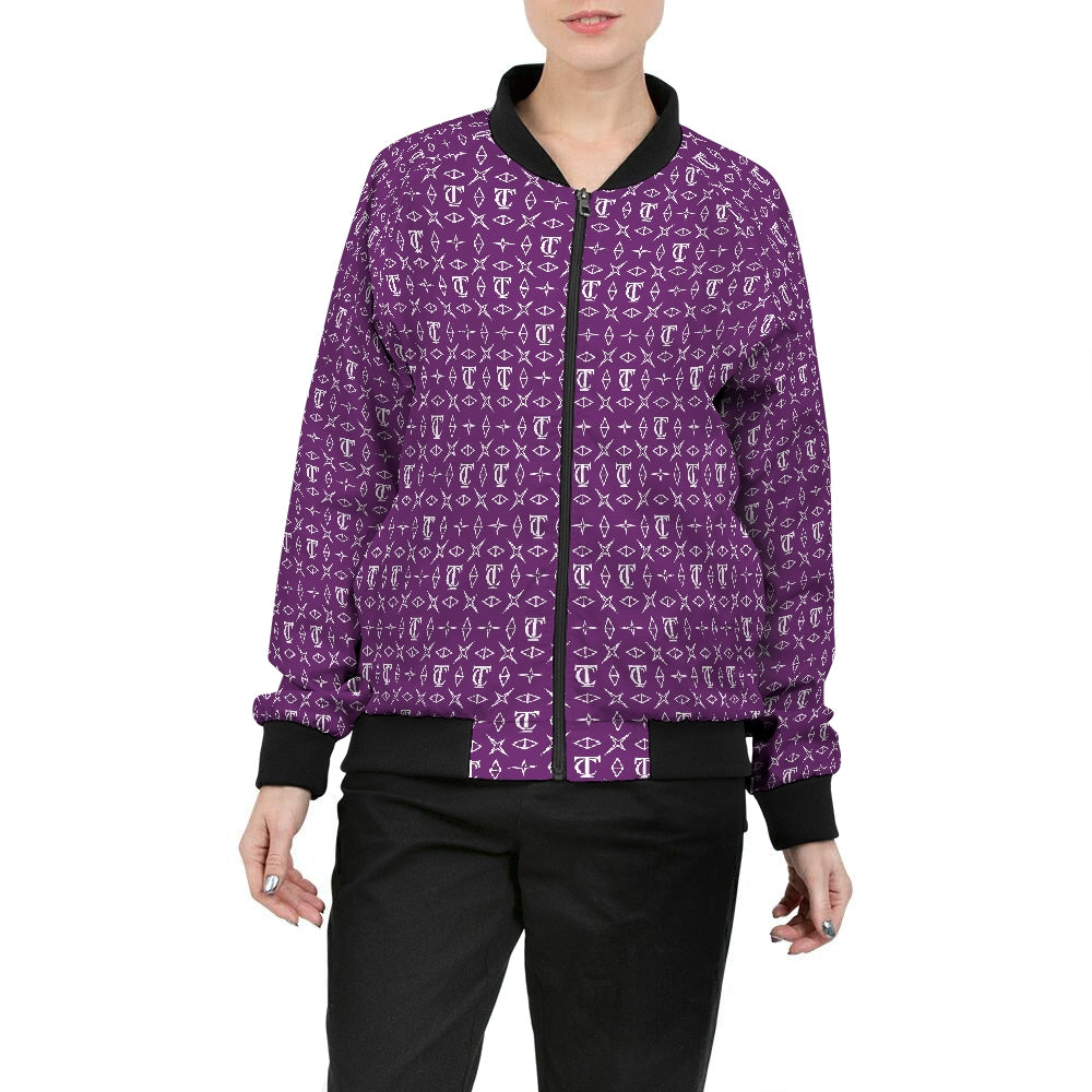 Monogrammed Purple Women's Bomber Jacket