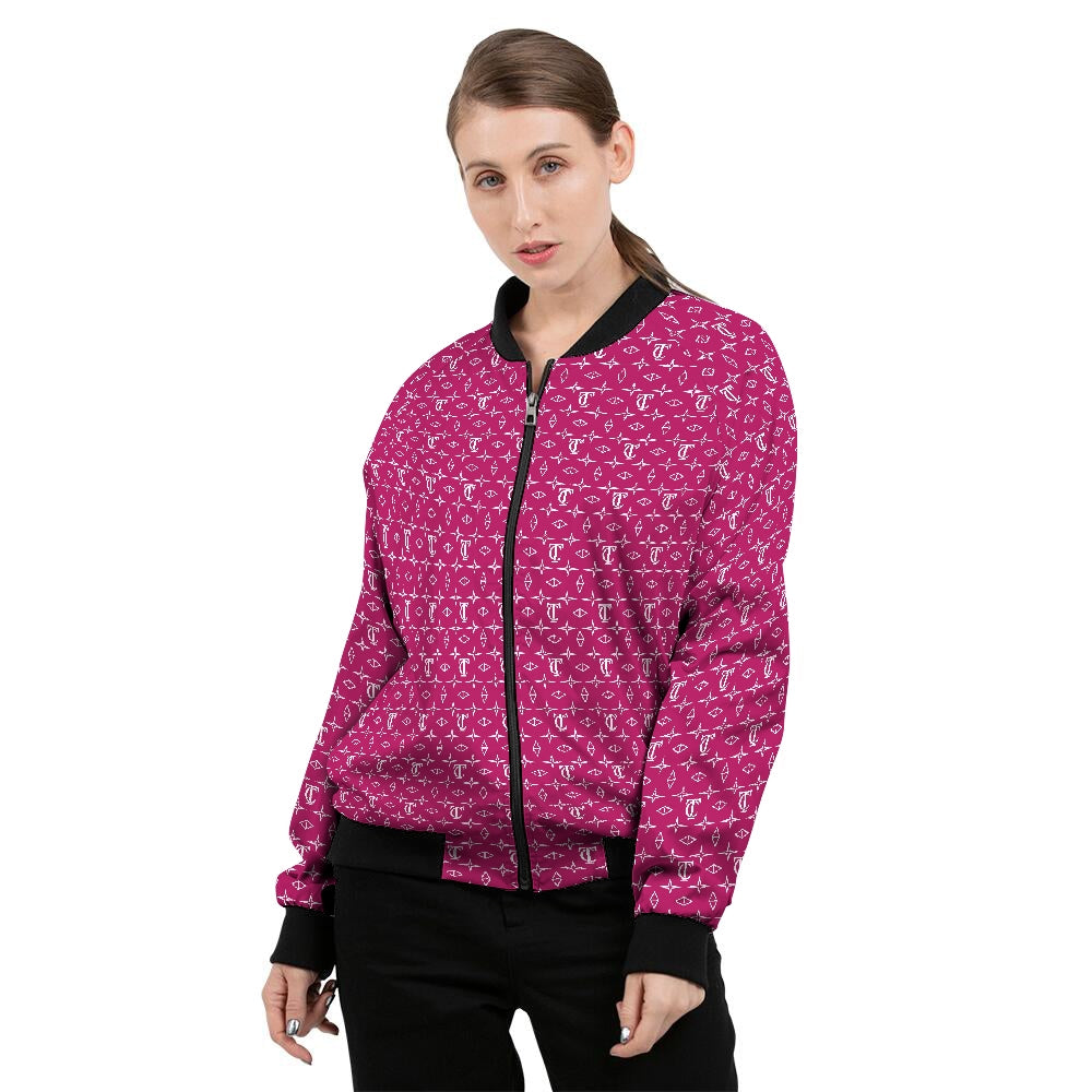 Monogrammed Pink Women's Bomber Jacket