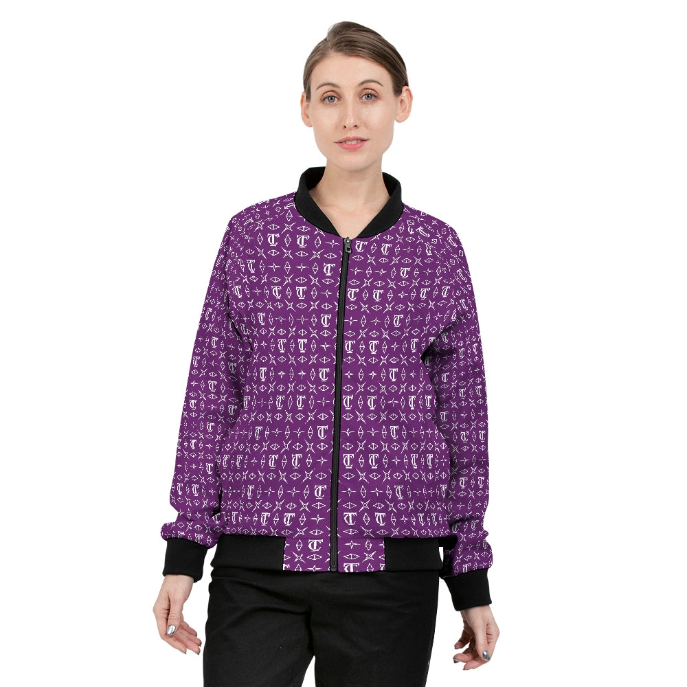 Monogrammed Purple Women's Bomber Jacket